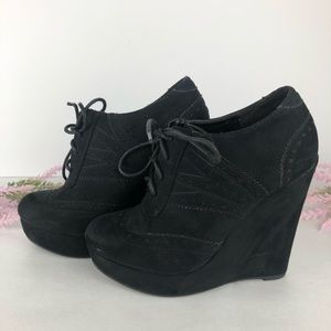 Black suede wedges